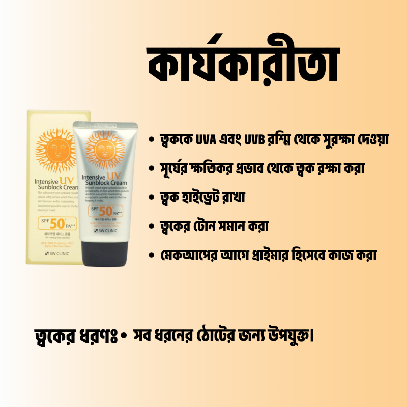 3W Clinic Intensive UV Sunblock Cream SPF50 PA+++ 70ml