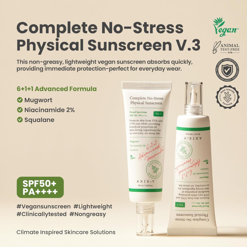 Axis-Y No Stress Physical Sunscreen with SPF 50+ PA++++ (Ver.3) 50ml