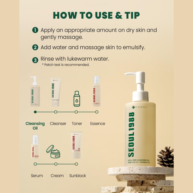 KSECRET SEOUL 1988 Cleansing Oil : Pine Cica 1% + Probiotics 200ml