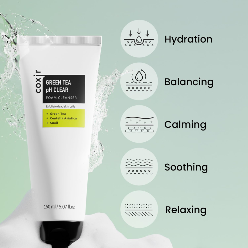 Coxir Green Tea pH Clear Foam Cleanser 150ml